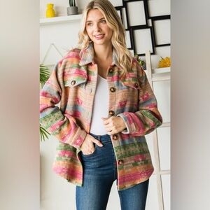 Easel Southwestern Aztec Shacket Sz S